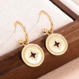 1 par de pendientes chapados en oro de 14 quilates de cobre ahuecados con revestimiento de estrellas de estilo simple estilo IG