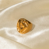 Anillos chapados en oro de 18 quilates con revestimiento de acero inoxidable de color sólido de estilo simple