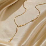 Collar con colgante chapado en oro de 18 quilates con revestimiento de perlas de cobre caramelo estilo IG