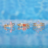 Anillo de Animal marino estilo INS, pulsera de anillo de circón de Color caballito de mar, cangrejo bonito fresco, disponible