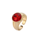 Anillo Abierto De Circonita Con Chapado De Cobre Redondo De Moda