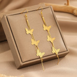 1 par de pendientes colgantes chapados en oro y cobre chapados en mariposa de estilo simple