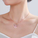 Collar con colgante de piedra natal chapado en cobre en forma de corazón de MAMA