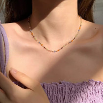 Collar con cuentas de cobre redondo informal para vacaciones