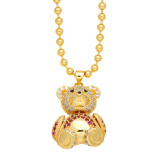 Collar chapado en oro de 18 quilates con incrustaciones de cobre y osito de estilo simple y lindo a la moda