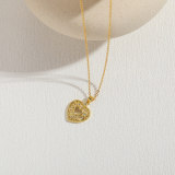Collar con colgante chapado en oro de 14 quilates con incrustaciones de cobre y forma de corazón de estilo clásico lujoso y elegante