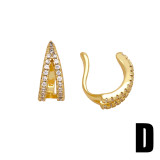1 par de clips para las orejas chapados en oro de 18 quilates con incrustaciones irregulares de estilo Simple en forma de C