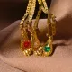 Collar con colgante chapado en oro de 18 quilates con incrustaciones de cobre y palma estilo callejero retro