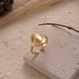 Anillo abierto chapado en oro de 18 quilates con revestimiento de acero inoxidable de color sólido con forma de corazón de estilo simple informal
