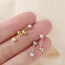 1 par de pendientes de perlas artificiales de cobre con incrustaciones geométricas de estilo Simple