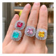 Anillos de circón de cobre cuadrados retro a granel