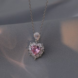 Dulce forma de corazón de acero de titanio con incrustaciones de circonio pendientes de mujer collar conjunto de joyas
