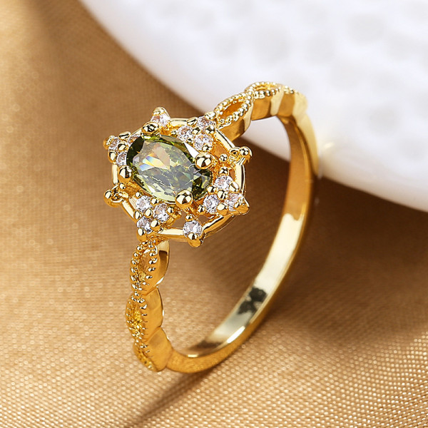 Anillos de circón con incrustaciones de cobre redondos de estilo simple de 1 pieza