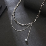 Collar de cadena pulido con cuentas de acero de titanio de color sólido de estilo simple