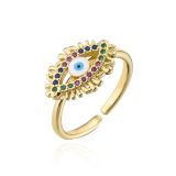 Anillo Abierto De Circón Chapado En Oro Cobre Ojo De Moda