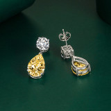Pendientes colgantes de diamantes artificiales con incrustaciones de cobre y gotas de agua de estilo simple, 1 par