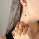 Collar de pendientes de revestimiento de acero de titanio rectangular de estilo simple