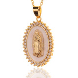 Collar religioso de mujer con colgante de aceite que gotea de cobre chapado en oro