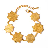 Pulseras chapadas en oro de 18 quilates con revestimiento de acero inoxidable geométrico de estilo romano retro