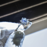 Anillos de diamantes artificiales con incrustaciones de cobre redondos de moda 1 pieza