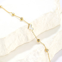 Estilo simple Estilo coreano Forma de corazón Chapado en acero inoxidable Incrustaciones de diamantes artificiales Pulseras chapadas en oro de 18 quilates