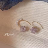 1 par de pendientes colgantes de ópalo con perlas artificiales con incrustaciones de cobre y uva de estilo francés