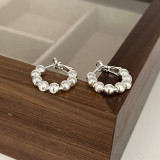 1 par de pendientes de circón de cobre con incrustaciones redondas de estilo simple e informal
