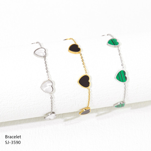 Pulseras plateadas plateadas plateadas chapadas en oro del acero inoxidable de la forma del corazón del estilo clásico casual