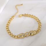 Moda Animal Leopardo Cobre Chapado En Oro Pulseras De Circón 1 Pieza
