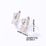 1 par de pendientes chapados en oro blanco con incrustaciones de cobre y circonita redonda brillante y dulce informal