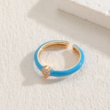 Anillos chapados en oro de 14 quilates con incrustaciones de cobre y forma de corazón de estilo simple