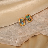 Pendientes chapados en oro de 18K con incrustaciones de perlas acrílicas de cobre, 1 par, estilo clásico Vintage, geométrico Irregular, forma de corazón