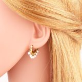 Pendientes colgantes de cobre redondos estilo INS, pendientes de cobre con incrustaciones de perlas