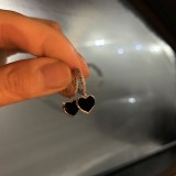 Dulce forma de corazón alas nudo de lazo chapado en cobre incrustaciones perlas artificiales pendientes de aro de diamante artificial pendientes colgantes pendientes 1 par