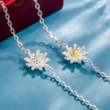 Pulseras de circón con incrustaciones de cobre y flores de estilo simple