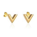 Collar de pendientes de pulseras chapado en oro de 18 quilates con revestimiento de acero de titanio en forma de V informal estilo IG