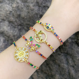 Pulseras chapadas en oro de 18 quilates con incrustaciones de cobre y mariposa con ojo del diablo retro