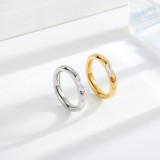 Anillos de diamantes de imitación con incrustaciones de acero titanio rectangular estilo INS