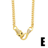 Collar chapado en oro de 18 quilates con incrustaciones de cobre y animales de hip-hop