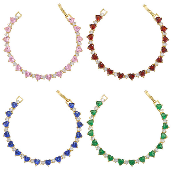 Estilo simple Forma de Corazón Chapado en cobre Pulseras de circón 1 pieza
