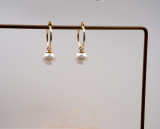 Collar de pendientes chapados en cobre de acero titanio con perlas de imitación geométricas de estilo Simple elegante