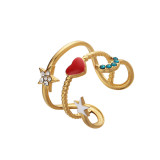 Anillo Abierto Geométrico De Moda Chapado En Acero Inoxidable