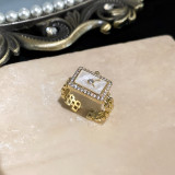 Anillos abiertos de circón con incrustaciones de cobre rectangulares Glam Star