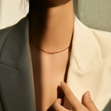 Collar chapado en oro de 18 quilates con revestimiento de esmalte de cobre redondo de estilo simple retro
