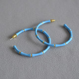 1 par de aretes de cobre con diseño de bloques de color de estilo simple