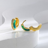 Pendientes redondos chapados en cobre de estilo simple 1 par
