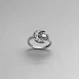 Anillo abierto chapado en cobre Lady Sun Moon de 1 pieza