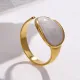 Anillo abierto con revestimiento de acero inoxidable geométrico de moda de 1 pieza