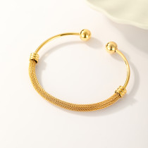 Brazalete chapado en oro de 18 quilates con revestimiento de acero inoxidable redondo de estilo simple elegante