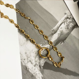 Collar de cadena de acero de titanio de color sólido geométrico de estilo vintage